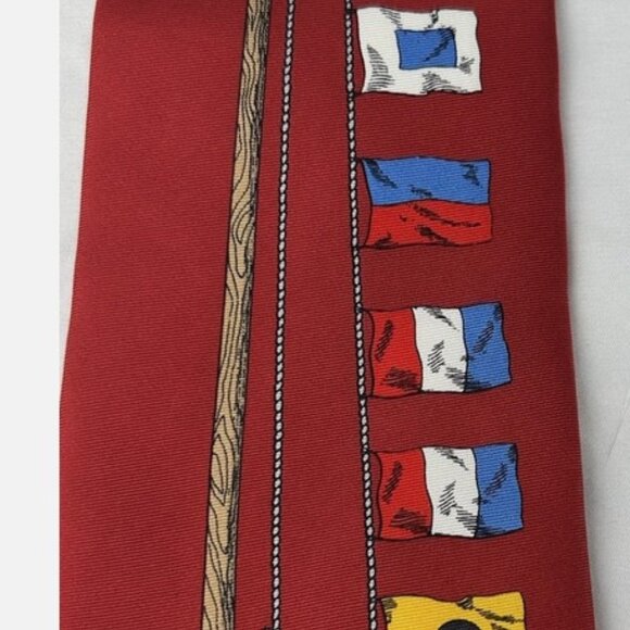 Fornasetti Milano Red Flag Nautical Silk Neck Tie Made In Italy Ship Countries - Picture 5 of 5